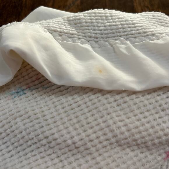 Vintage Baby Morgan Balloon Blanket Waffle Weave Nylon Edge Acrylic USA 39x47 - Picture 5 of 7